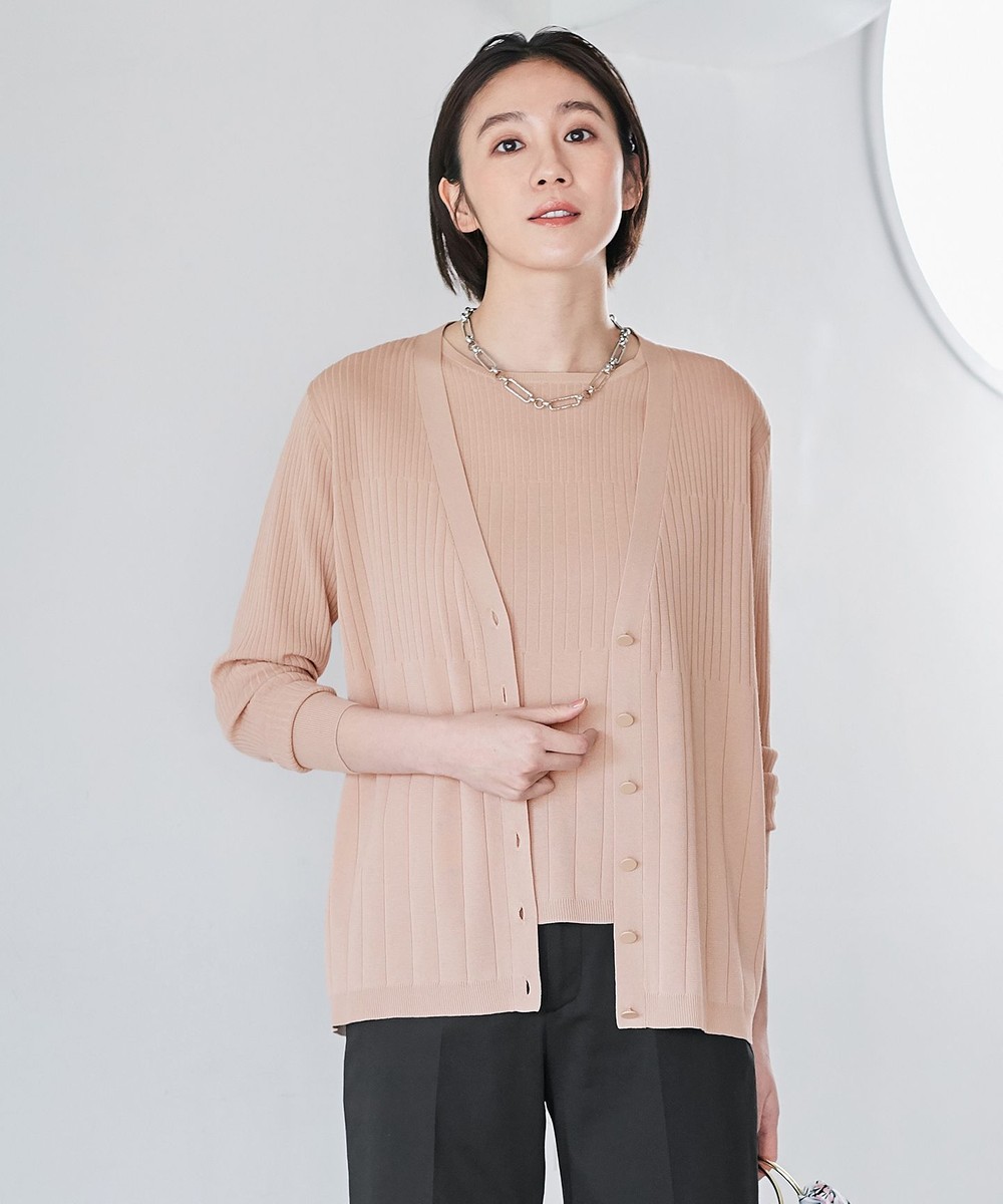 【オンワード】 自由区 L(大きいサイズ)>トップス 【洗える/セット可】ハイツイストコットンアセテート フレンチスリーブニット ローズ 44 レディース 【オンワード】 自由区 L(大きいサイズ)>トップス 【洗える/セット可】ハイツイストコットンアセテート フレンチスリーブニット ローズ 44 レディース