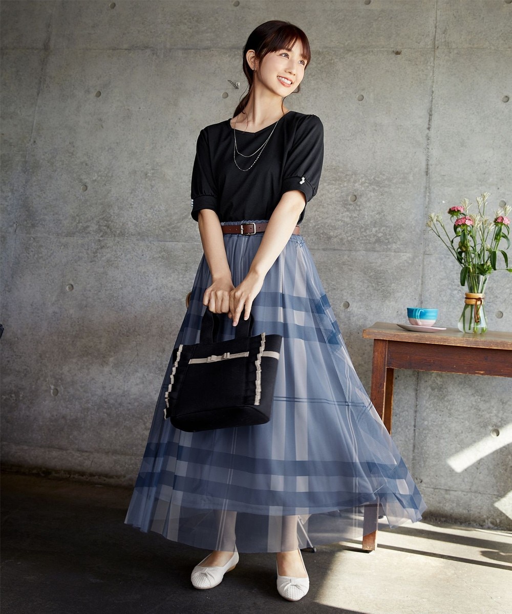 【小倉優子さん着用】チュールレースチェックスカート