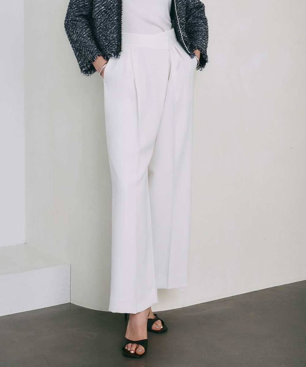 【オンワード】 ICB>パンツ 【洗える】シルフィルダブルクロス ワイドパンツ アイボリー 4 レディース 【オンワード】 ICB>パンツ 【洗える】シルフィルダブルクロス ワイドパンツ アイボリー 4 レディース