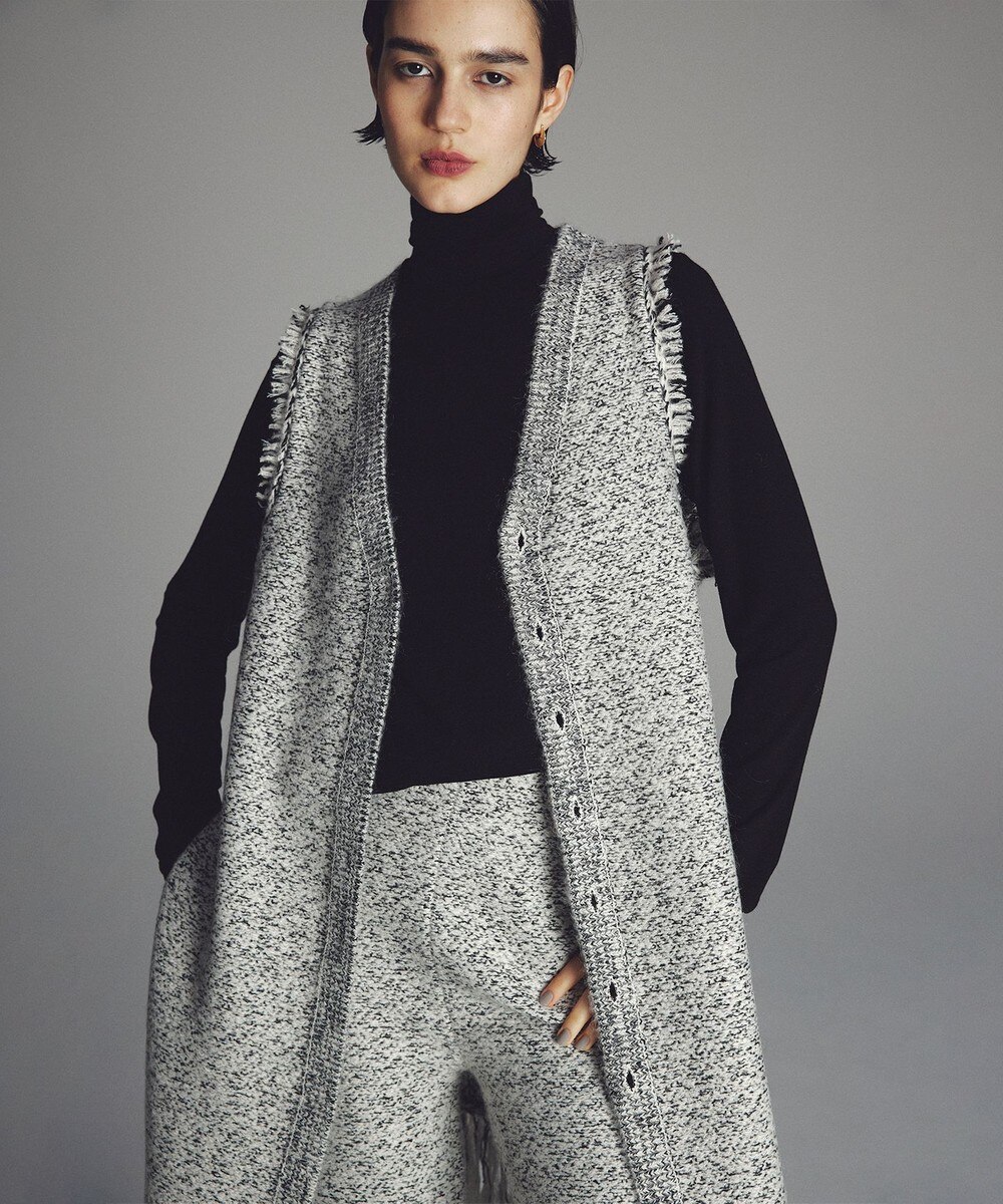 【オンワード】 uncrave>トップス ツィードニット ジレ オフ×ブラック 1 レディース