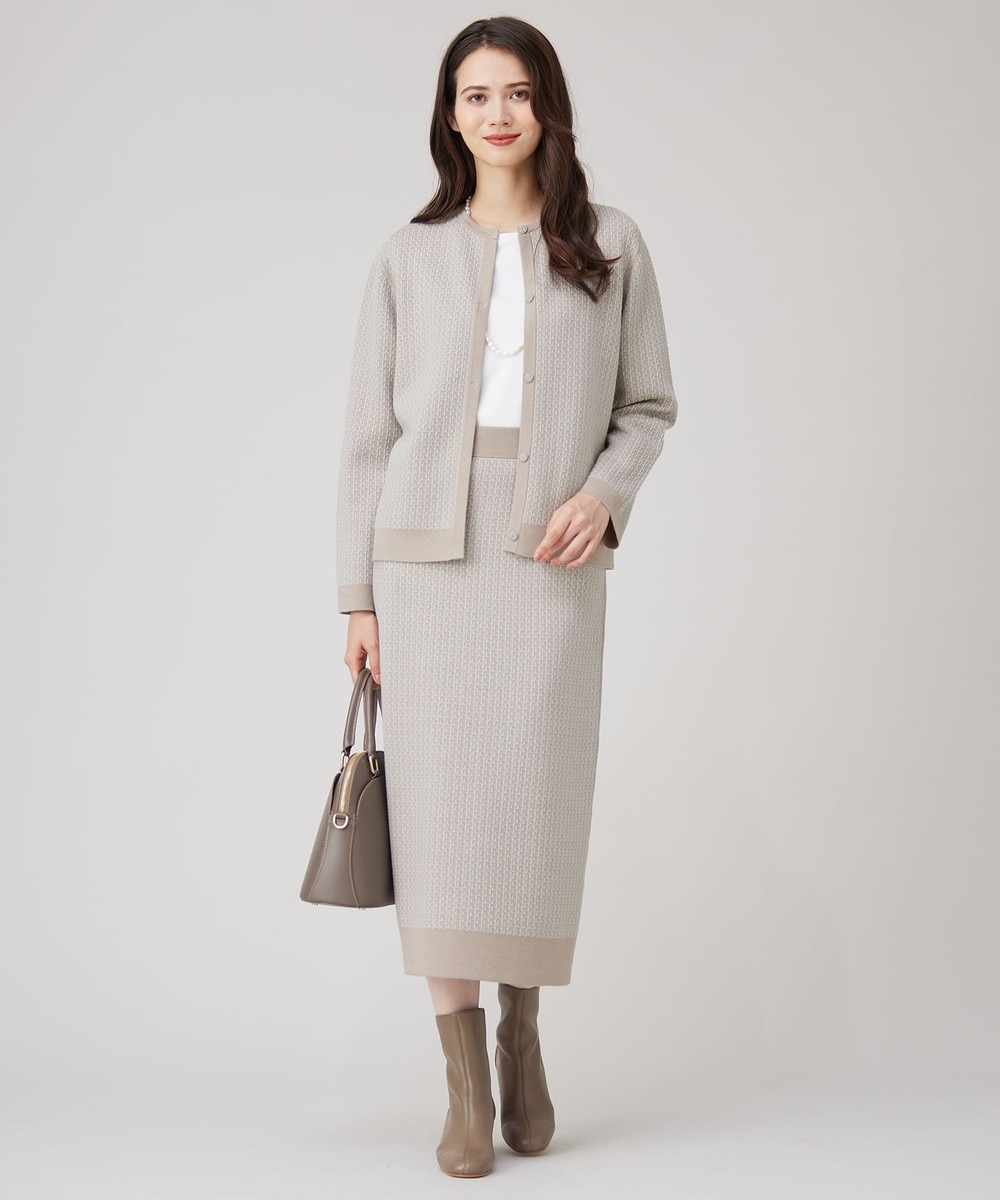 【オンワード】 自由区>ワンピース 【洗える】リバーシブルニット セットアップ(カーディガン×タイトスカート) グレージュ×アクア 40 レディース 【オンワード】 自由区>ワンピース 【洗える】リバーシブルニット セットアップ(カーディガン×タイトスカート) グレージュ×アクア 40 レディース