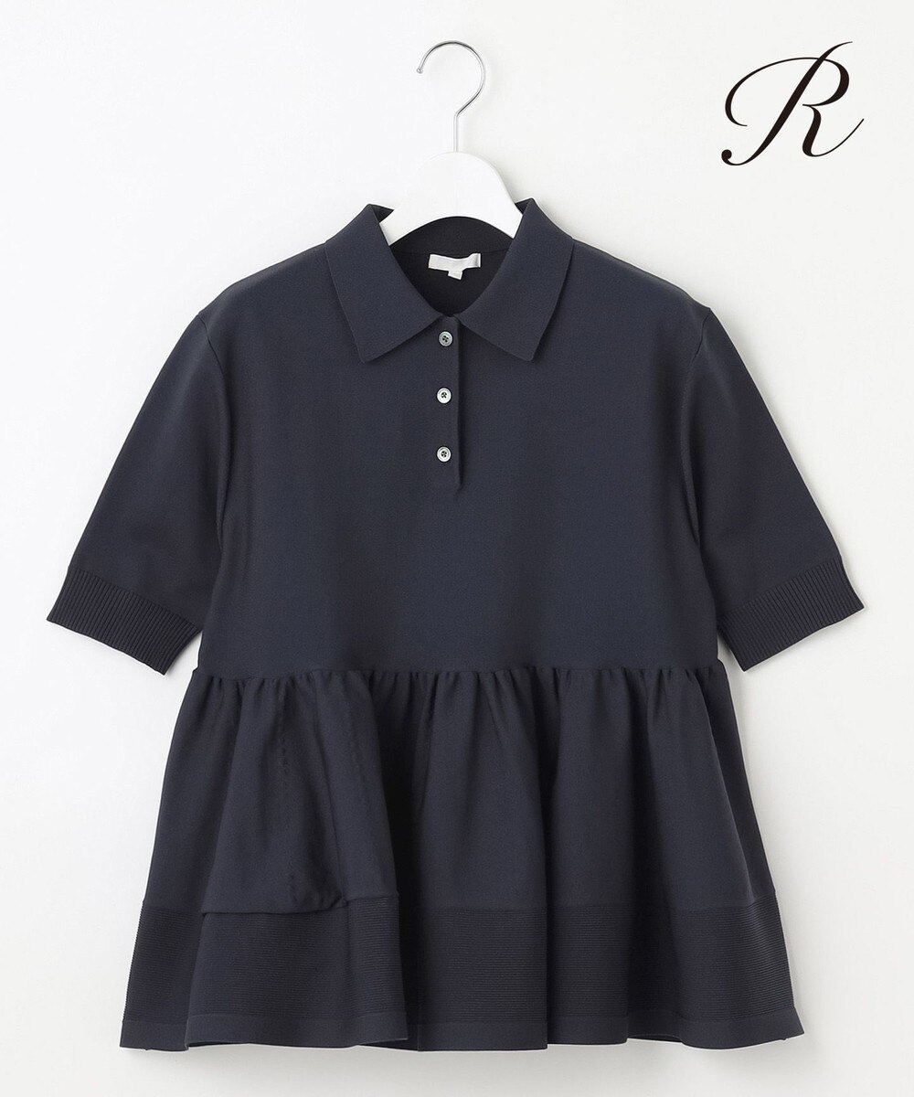 【オンワード】 23区 S（小さいサイズ）>トップス 【R(アール)】フォルムニット ペプラム ポロシャツ ネイビー 32 レディース