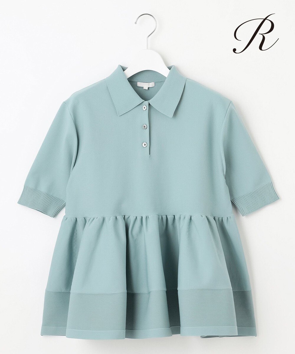 【オンワード】 23区 L（大きいサイズ）>トップス 【R(アール)】フォルムニット ペプラム ポロシャツ ブルーグレー 44 レディース