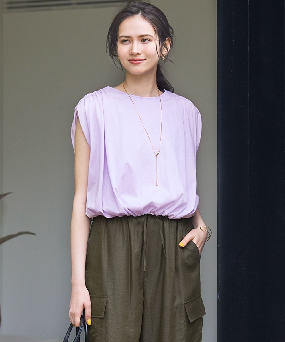 【オンワード】 23区>トップス 【SLOW/一部店舗限定】ファインゲージ ギャザー Tシャツ ライラック 38 レディース 【オンワード】 23区>トップス 【SLOW/一部店舗限定】ファインゲージ ギャザー Tシャツ ライラック 38 レディース