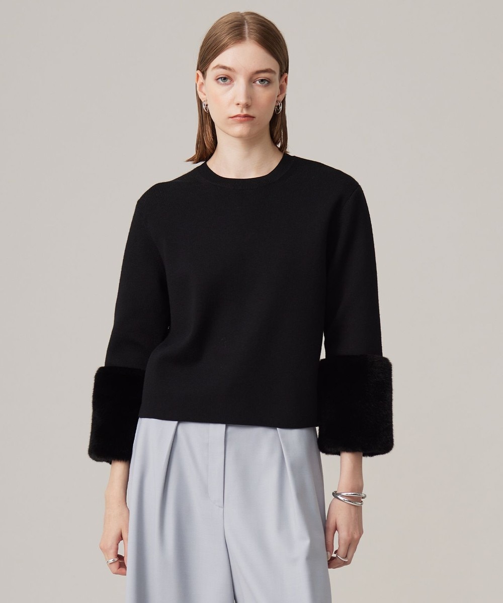 【オンワード】 ICB>トップス ウールブレンドスムース デザインニット ブラック XS レディース 【オンワード】 ICB>トップス ウールブレンドスムース デザインニット ブラック XS レディース