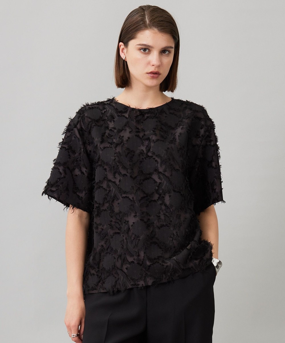 【オンワード】 ICB>トップス 【洗える】 ヘアリーシアージャカード ブラウス ブラック 2 レディース 【オンワード】 ICB>トップス 【洗える】 ヘアリーシアージャカード ブラウス ブラック 2 レディース