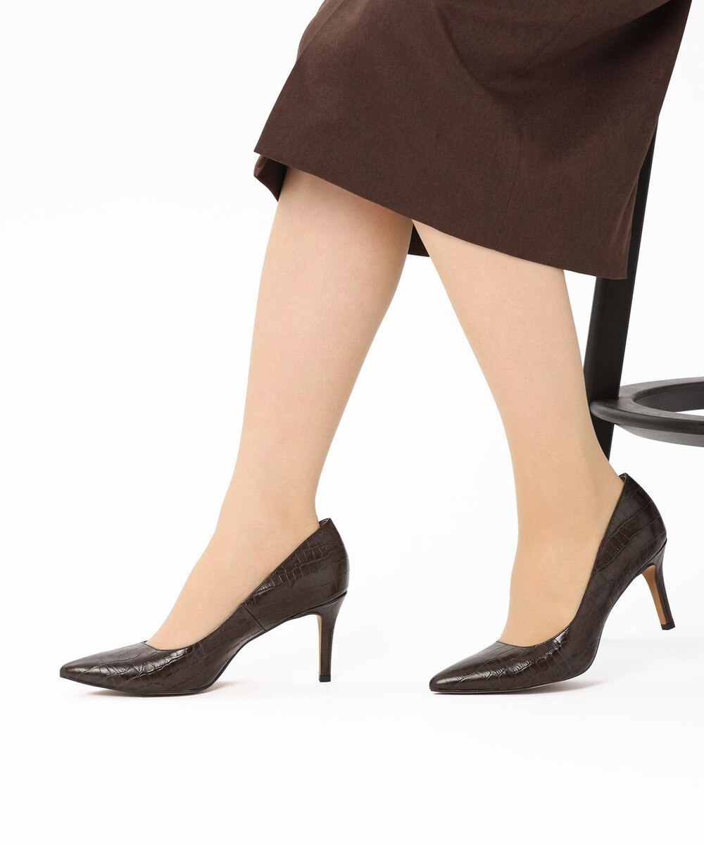 【オンワード】 KASHIYAMA Women's shoes>シューズ 【受注生産】クロコ型押しレザーパンプス(7.5cm) ダークブラウン 21.5cm レディース