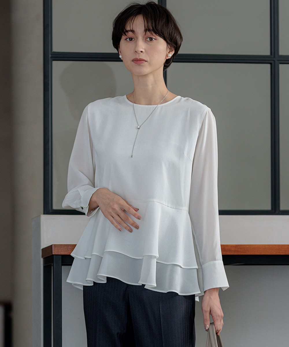 【オンワード】 23区 S(小さいサイズ)>トップス 【洗える】テプラマットシフォン ブラウス ホワイト 32 レディース 【オンワード】 23区 S(小さいサイズ)>トップス 【洗える】テプラマットシフォン ブラウス ホワイト 32 レディース