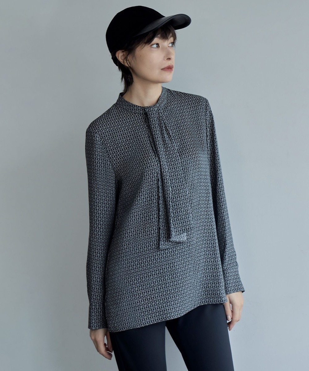 【オンワード】 ICB>トップス 【UVケア・速乾・洗える】BackSatinAmunzen スカーフタイブラウス ブラック柄 M レディース 【オンワード】 ICB>トップス 【UVケア・速乾・洗える】BackSatinAmunzen スカーフタイブラウス ブラック柄 M レディース