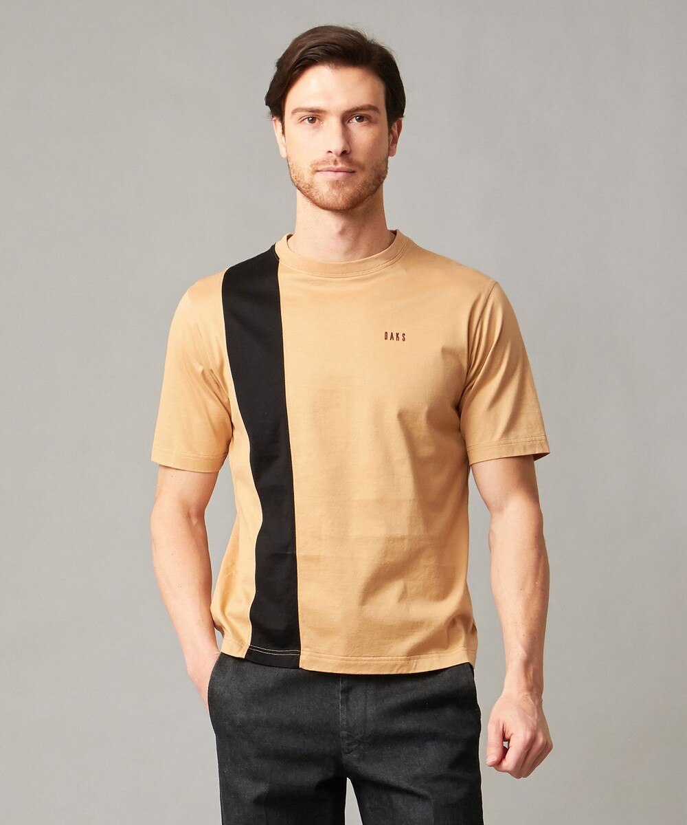 【オンワード】 DAKS>トップス 【WEB&一部店舗限定】スーピマ天竺ストライプ切替Tシャツ ベージュ LL メンズ 【送料無料】