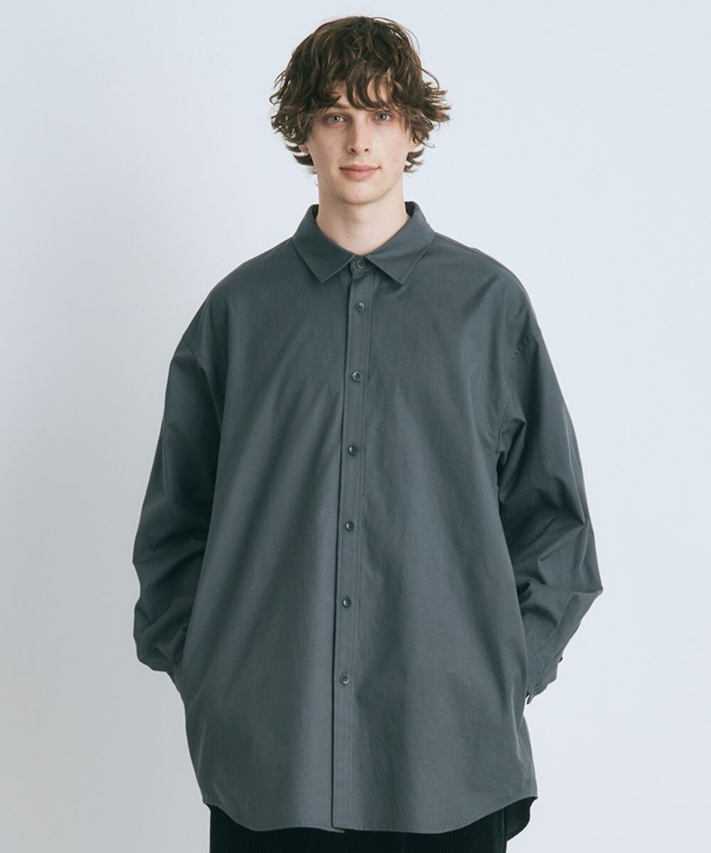 【オンワード】 ATON>トップス COTTON CASHMERE OXFORD オーバーサイズシャツ - UNISEX CHARCOAL GRAY 06 レディース 【送料無料】