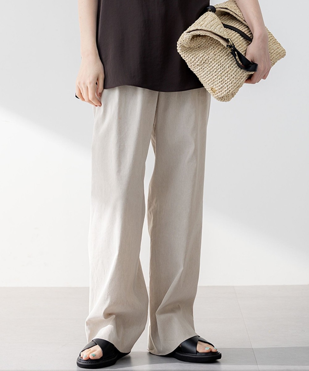 【オンワード】 23区>パンツ 【洗える】リネンレーヨンストレッチ ドロスト ワイド パンツ ベージュ 40 レディース 【オンワード】 23区>パンツ 【洗える】リネンレーヨンストレッチ ドロスト ワイド パンツ ベージュ 40 レディース