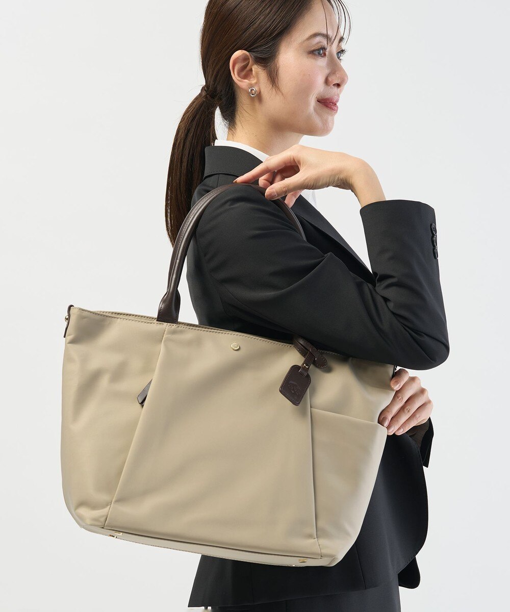 【オンワード】 J.PRESS LADIES>バッグ 【A4サイズ収納可】 ナイロン トート バッグ ベージュ F レディース