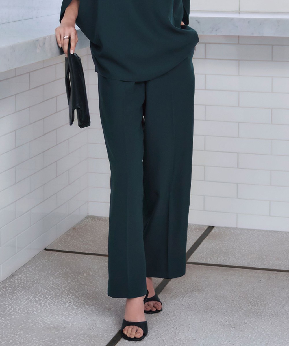 【オンワード】 ICB>パンツ 【新色追加・UVケア・接触冷感・速乾・防シワ・洗える】 FluidBackSatin ワイドパンツ ディープパイン 6 レディース 【オンワード】 ICB>パンツ 【新色追加・UVケア・接触冷感・速乾・防シワ・洗える】 FluidBackSatin ワイドパンツ ディープパイン 6 レディース