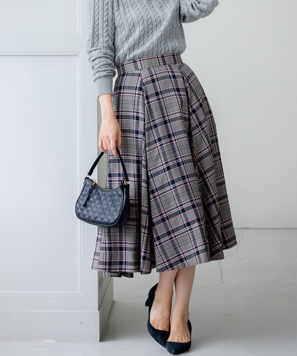 【オンワード】 組曲>スカート シアーツイルチェック フレアスカート ベージュ 2 レディース 【オンワード】 組曲>スカート シアーツイルチェック フレアスカート ベージュ 2 レディース