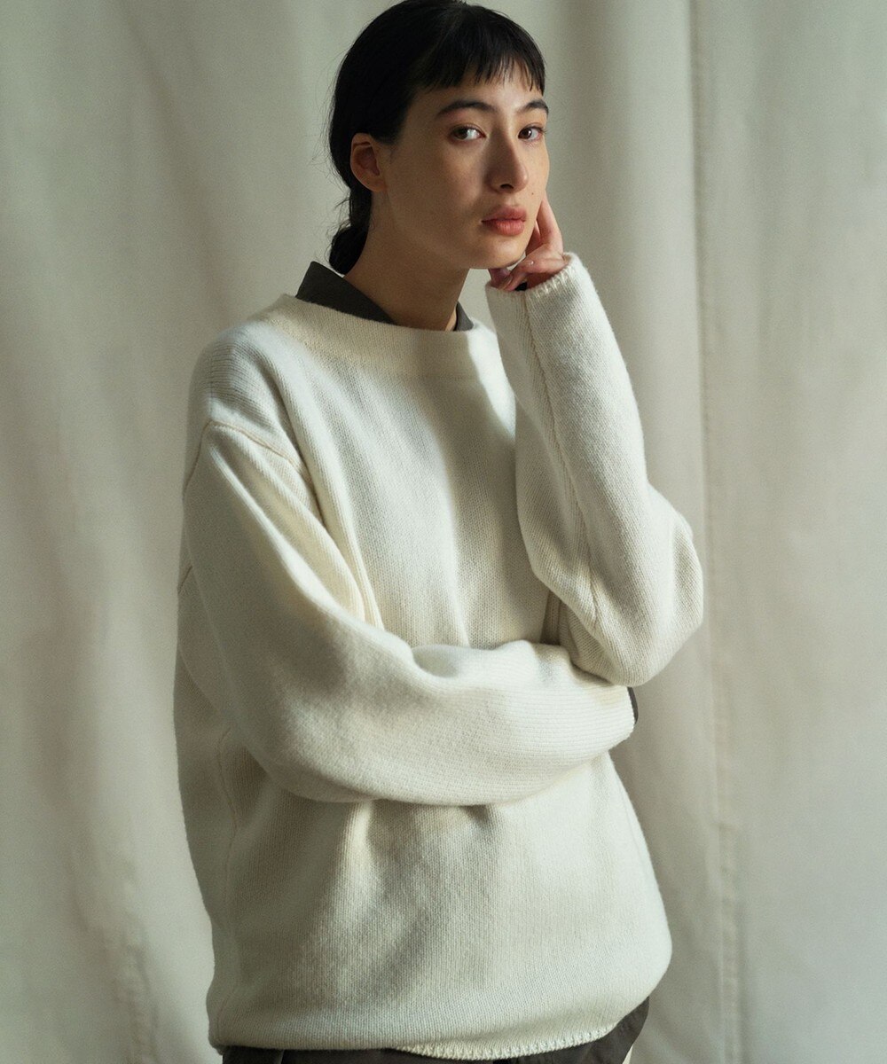 【オンワード】 23区>トップス 【ユニセックス】ウールカシミヤブレンドバルキー ボートネック ニット(番号2T55) ライトグレー M メンズ 【送料無料】