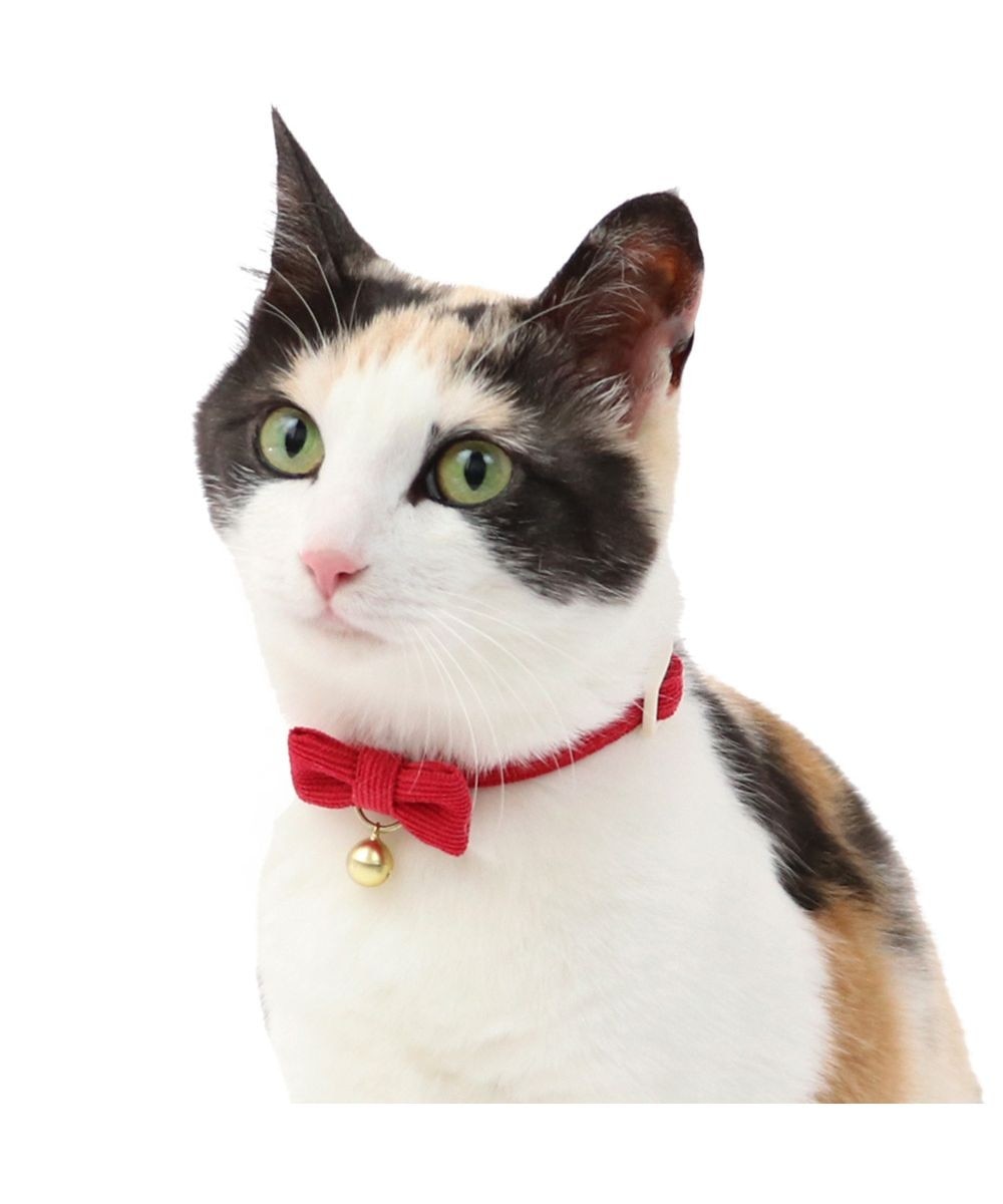 PET PARADISE>ペットグッズ 猫用 首輪 コーデュロイ レッド レッド 小の画像