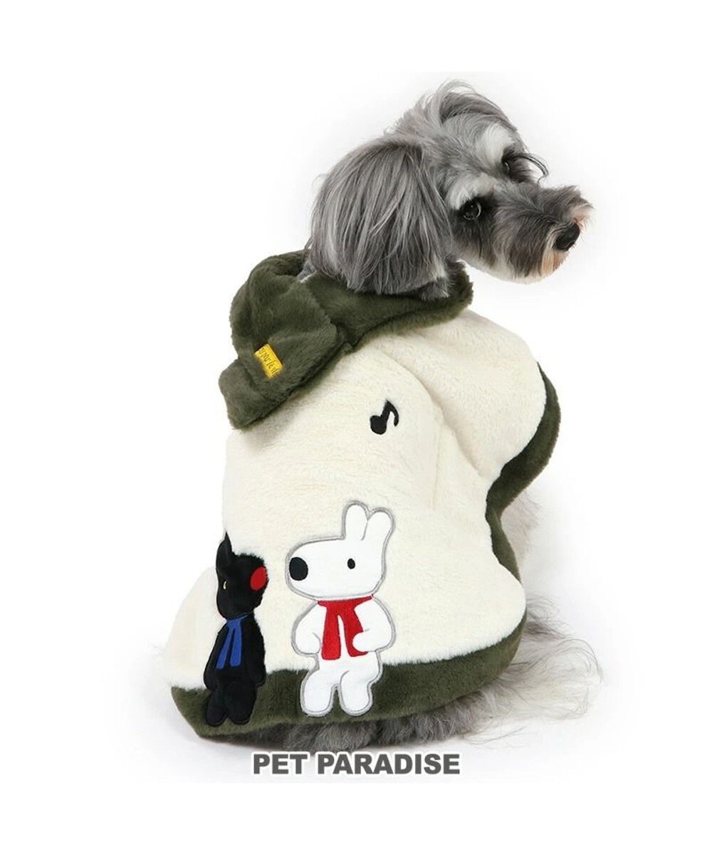PET PARADISE>ペットグッズ 犬 服 リサとガスパール ポンチョ 【小型犬】 マフラー付き 音符 白~オフホワイト ３Ｓ