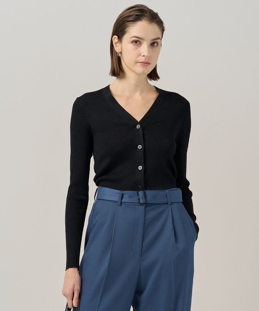 【オンワード】 ICB>トップス 【洗える】 エクストラファインメリノリブ Vネックカーディガン ブラックラメ S レディース 【オンワード】 ICB>トップス 【洗える】 エクストラファインメリノリブ Vネックカーディガン ブラックラメ S レディース