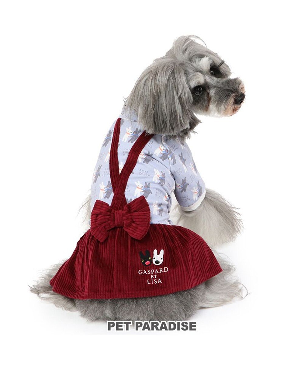 PET PARADISE>ペットグッズ リサとガスパール リボン つなぎスカート 《であい柄》 小型犬 レッド ３Ｓ