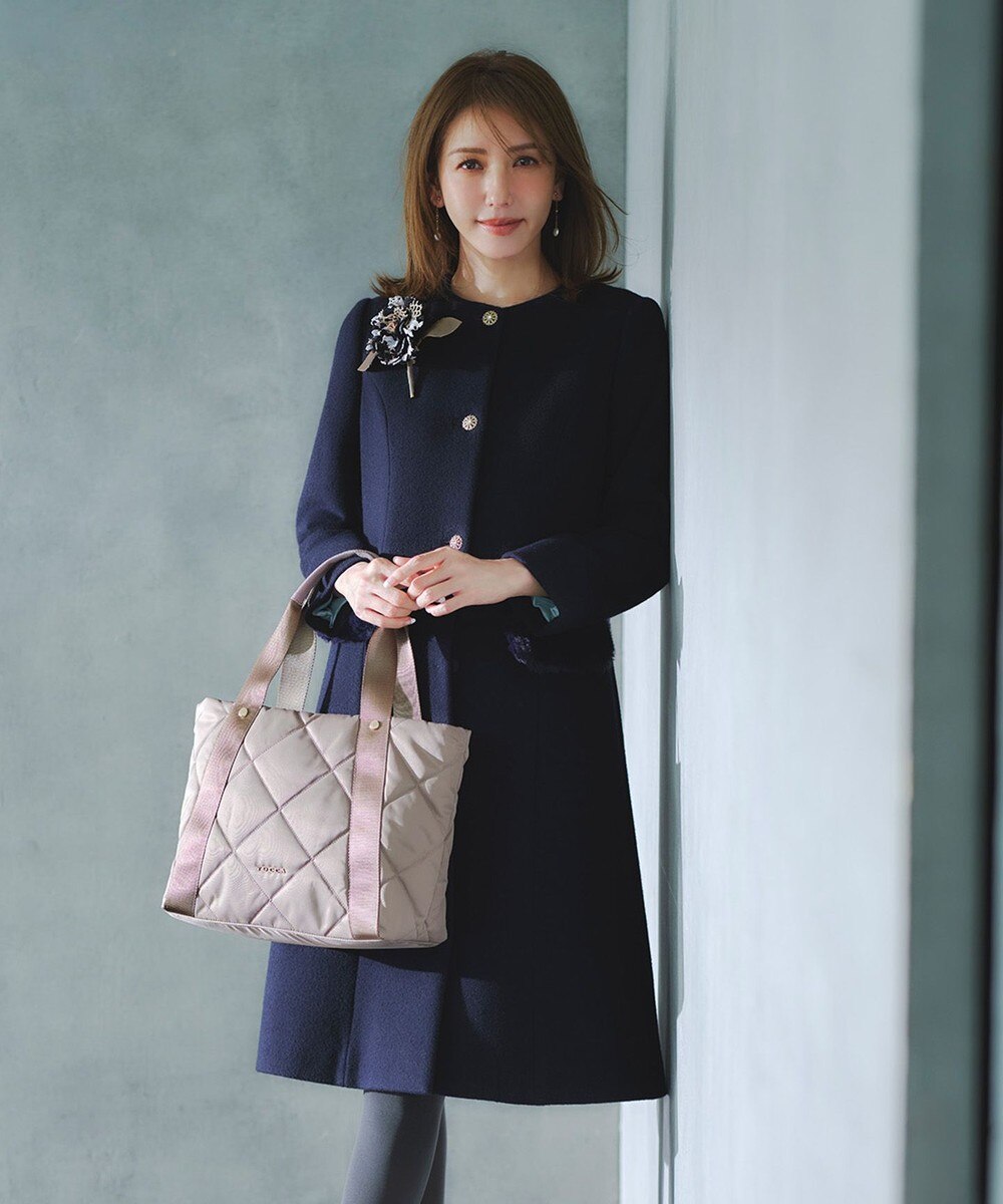 【オンワード】 TOCCA>ジャケット/アウター 【洗える・消臭】FUR BOX ウールコート ネイビー 2 レディース