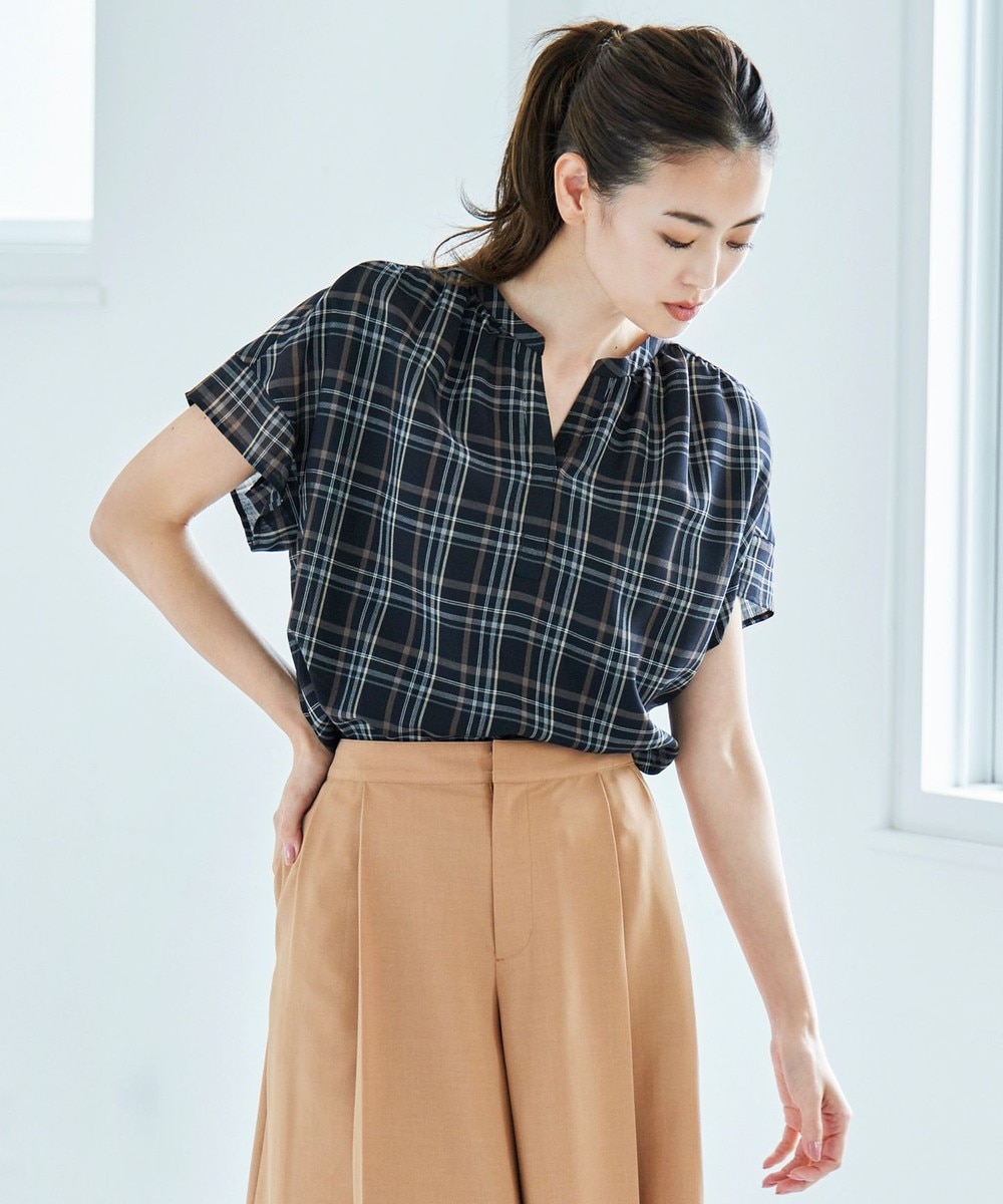 【オンワード】 J.PRESS LADIES>トップス シアーチェック&ストライプ カットソー ホワイト M レディース 【送料無料】