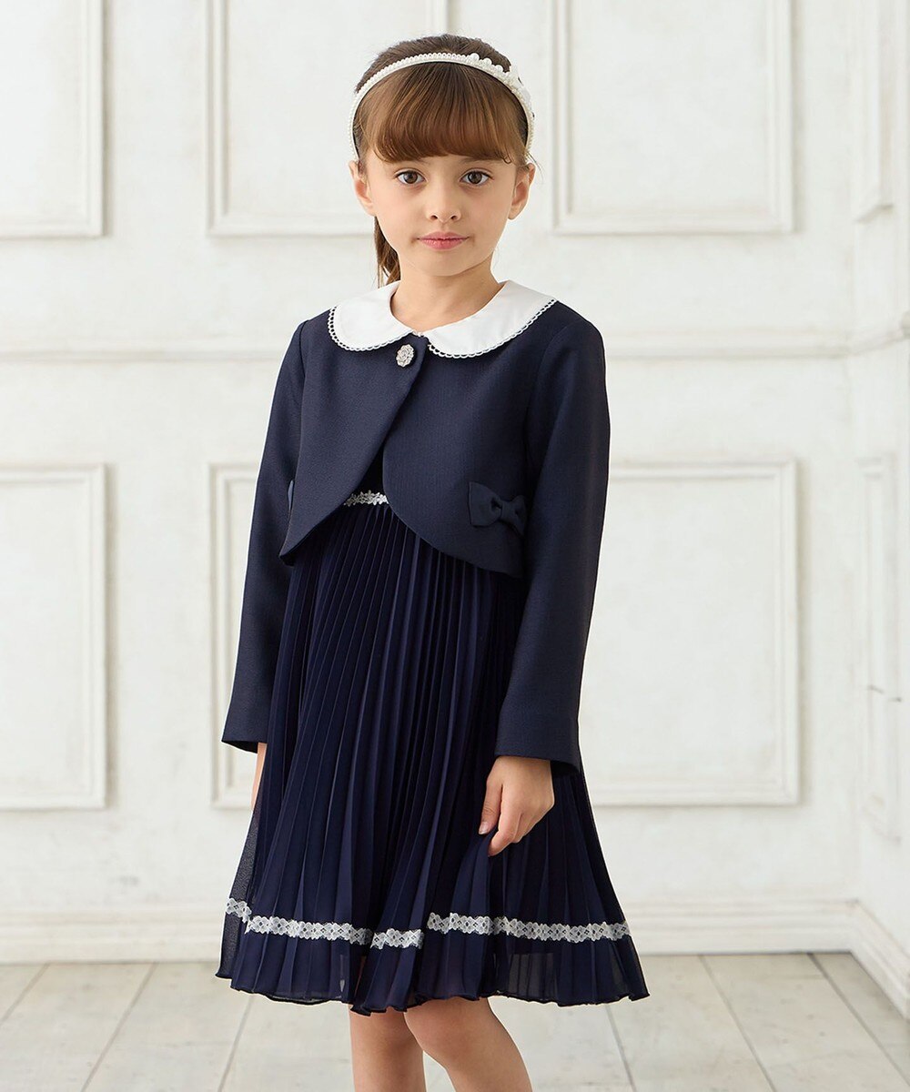 【オンワード】 any FAM KIDS>ワンピース 【2点セット】ジャケット＋シフォンプリーツワンピース ネイビー 130 キッズ