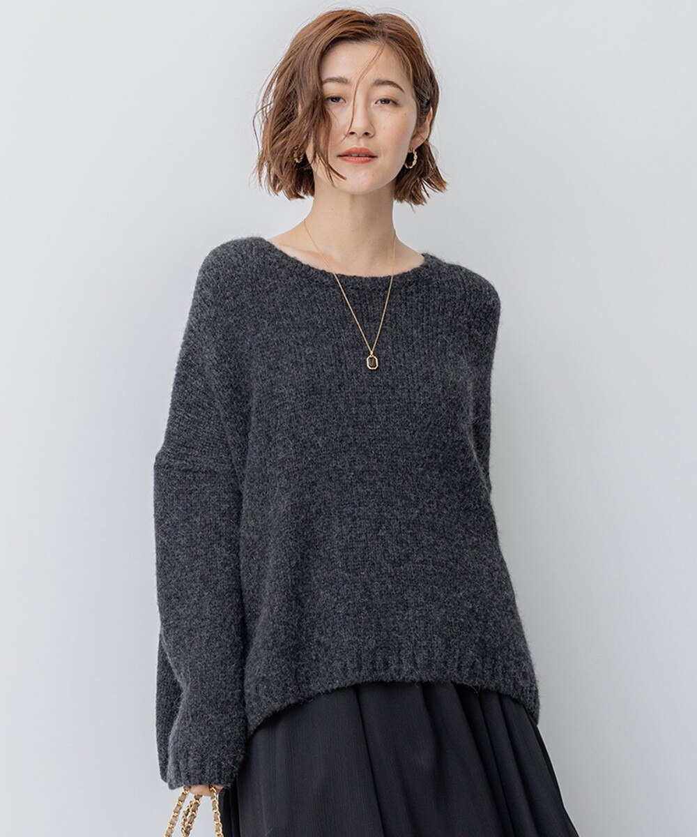 【オンワード】 23区 L(大きいサイズ)>トップス 【滝沢眞規子さん着用】ベビーアルパカ クロップド ニット グレー 46 レディース 【オンワード】 23区 L(大きいサイズ)>トップス 【滝沢眞規子さん着用】ベビーアルパカ クロップド ニット グレー 46 レディース