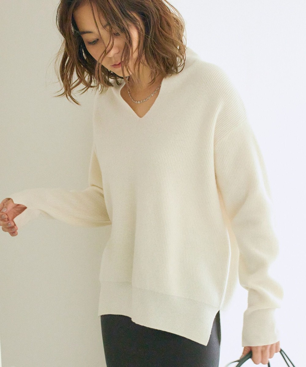 【オンワード】 BEIGE,>トップス 【ウールマーク認証】CALLEN / Vネックニット Ecru 4 レディース 【送料無料】