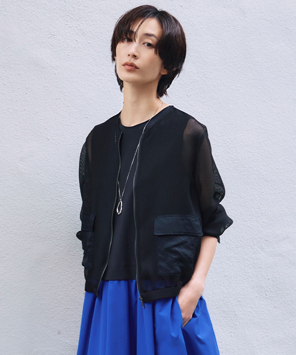 【オンワード】 ICB L(大きいサイズ)>ジャケット/アウター 【洗える】Ta/Peメッシュ ブルゾン ブラック 40 レディース 【オンワード】 ICB L(大きいサイズ)>ジャケット/アウター 【洗える】Ta/Peメッシュ ブルゾン ブラック 40 レディース