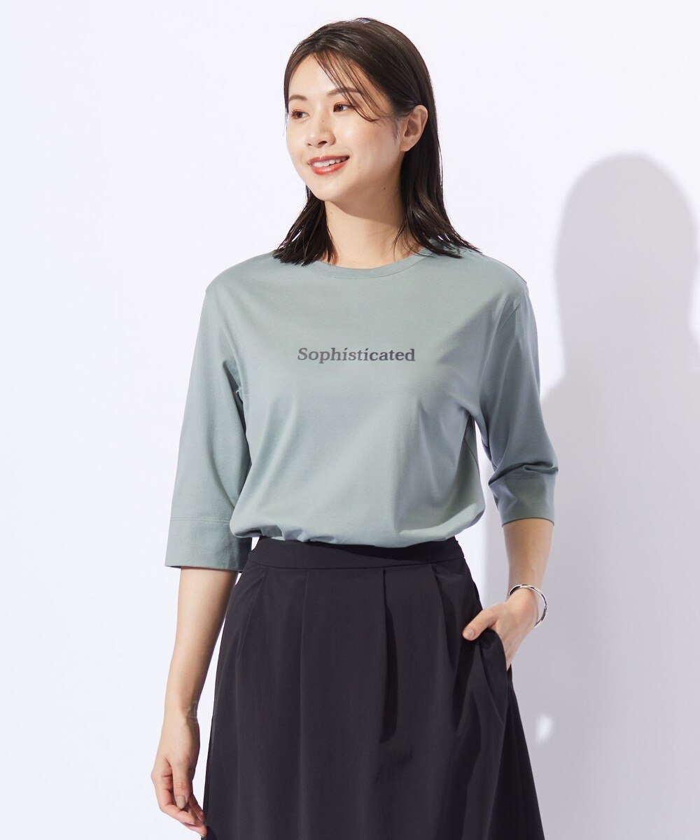 【オンワード】 J.PRESS LADIES>トップス ロゴTシャツ ミストグリーン M レディース