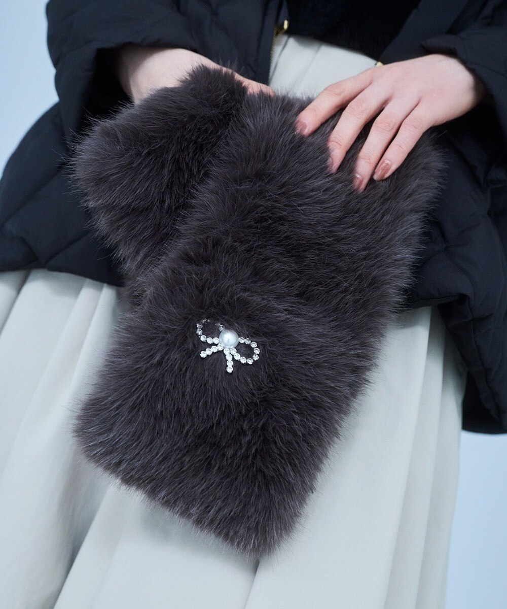 【オンワード】 TOCCA>ファッション雑貨 BIJOUX RIBBON FURTIPPET ティペット ライトグレー F レディース