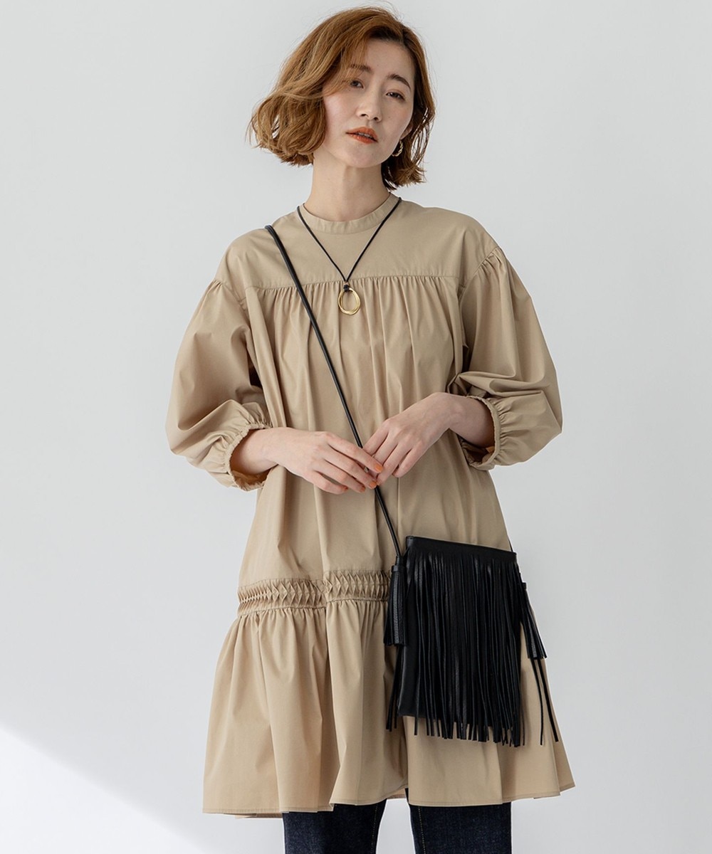 【オンワード】 23区 L(大きいサイズ)>ワンピース 【洗える】コンパクトライトクロス ピンタック チュニックワンピース ベージュ 48 レディース 【オンワード】 23区 L(大きいサイズ)>ワンピース 【洗える】コンパクトライトクロス ピンタック チュニックワンピース ベージュ 48 レディース