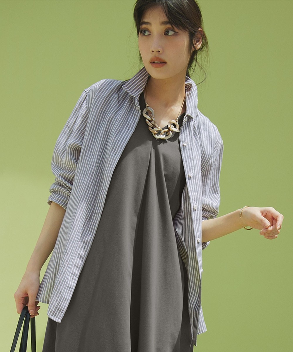 【オンワード】 23区 S(小さいサイズ)>トップス 【Oggi8月号掲載/洗える】LIBECO ベーシック シャツ カーキストライプ 32 レディース 【オンワード】 23区 S(小さいサイズ)>トップス 【Oggi8月号掲載/洗える】LIBECO ベーシック シャツ カーキストライプ 32 レディース