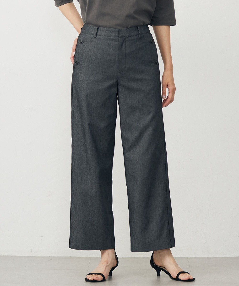 【オンワード】 J.PRESS LADIES>パンツ 【洗える・防シワ・速乾】ツイルシャンブレー ワイド パンツ ブラックシャンブレー 7 レディース 【オンワード】 J.PRESS LADIES>パンツ 【洗える・防シワ・速乾】ツイルシャンブレー ワイド パンツ ブラックシャンブレー 7 レディース
