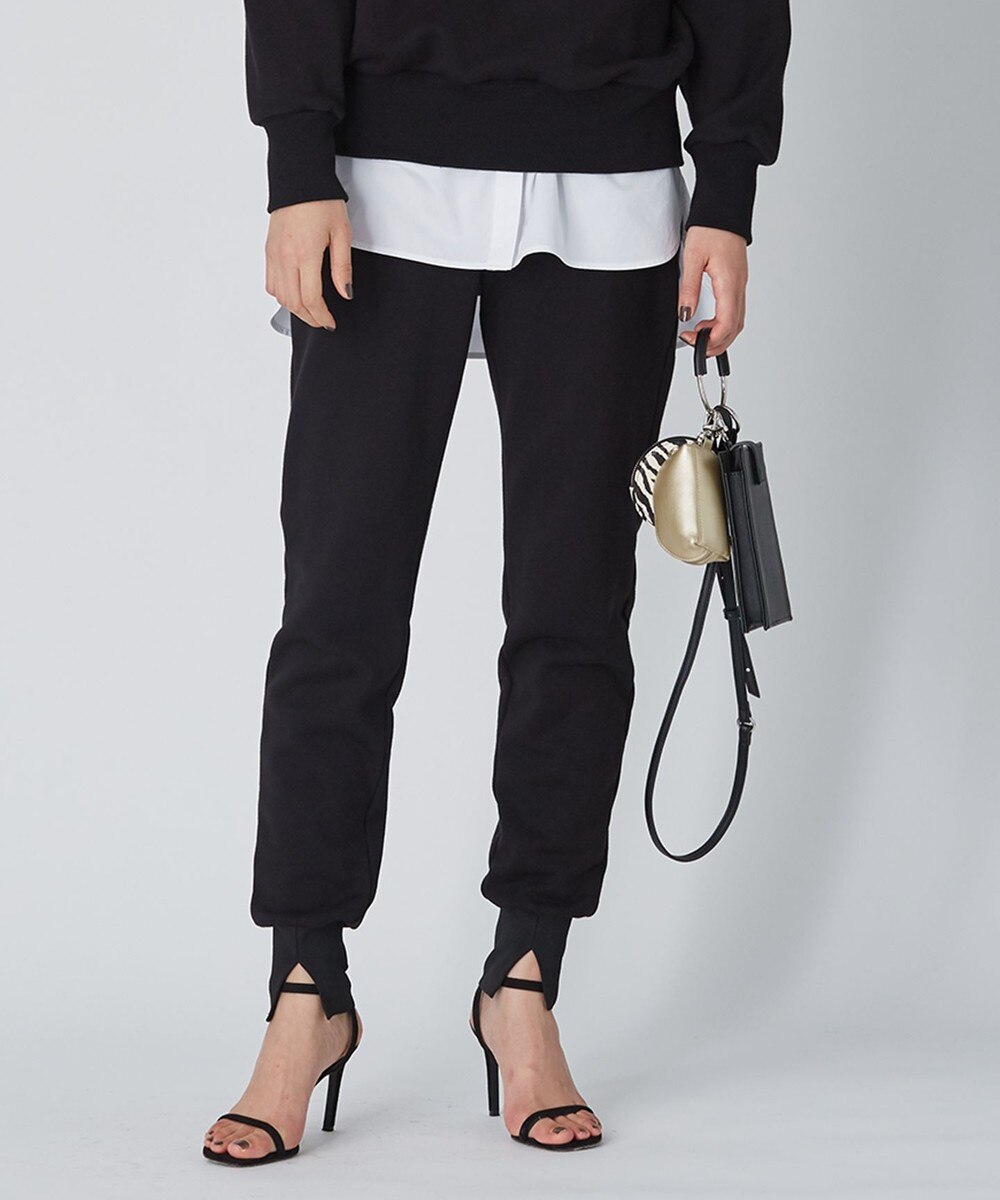 【オンワード】 ICB L>パンツ 【WEB限定カラーあり・洗える】 クリアフレンチテリー ジョグパンツ クリアブラック XL レディース 【送料無料】