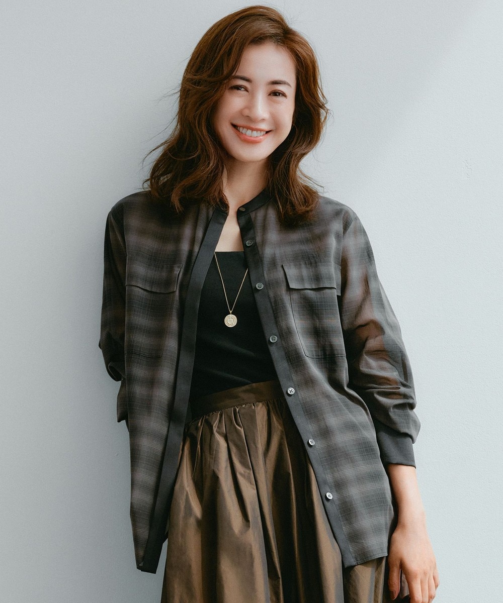 【オンワード】 ICB>トップス 【洗える】シアーボイル バンドカラーシャツ オンブレーチェック 2 レディース 【オンワード】 ICB>トップス 【洗える】シアーボイル バンドカラーシャツ オンブレーチェック 2 レディース