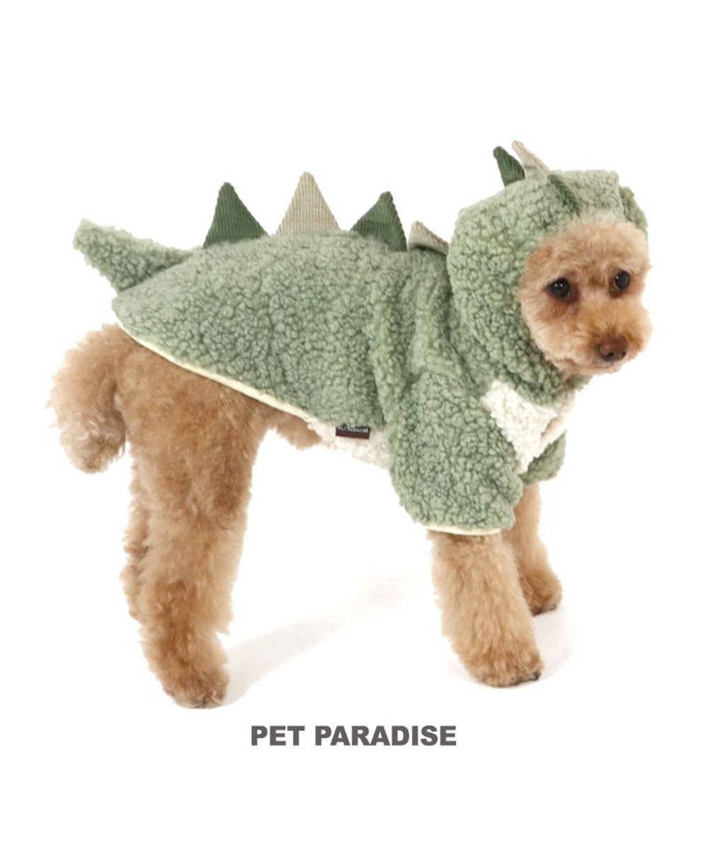 【オンワード】 PET PARADISE>ペットグッズ 犬 服 パーカー 【小型犬】 恐竜 もこもこ 黄緑 ３Ｓ
