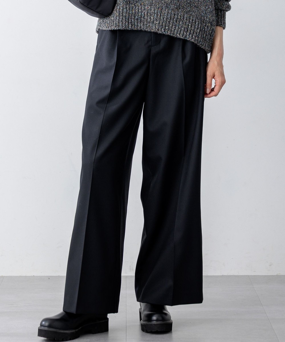 【オンワード】 23区>パンツ 【CanCam11月号掲載】ナチュラルストレッチサキソニー タック ワイド パンツ ブラック 36 レディース 【オンワード】 23区>パンツ 【CanCam11月号掲載】ナチュラルストレッチサキソニー タック ワイド パンツ ブラック 36 レディース