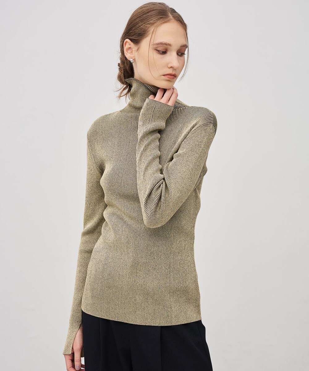 【オンワード】 uncrave>トップス 【手洗い可】ラメニット タートルトップス シャンパンゴールド 2 レディース