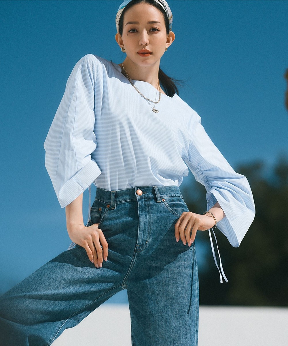 【オンワード】 23区 L(大きいサイズ)>トップス 【Oggi4月号掲載/洗える】CANCLINI デザインスリーブ ブラウス サックスストライプ 44 レディース 【オンワード】 23区 L(大きいサイズ)>トップス 【Oggi4月号掲載/洗える】CANCLINI デザインスリーブ ブラウス サックスストライプ 44 レディース