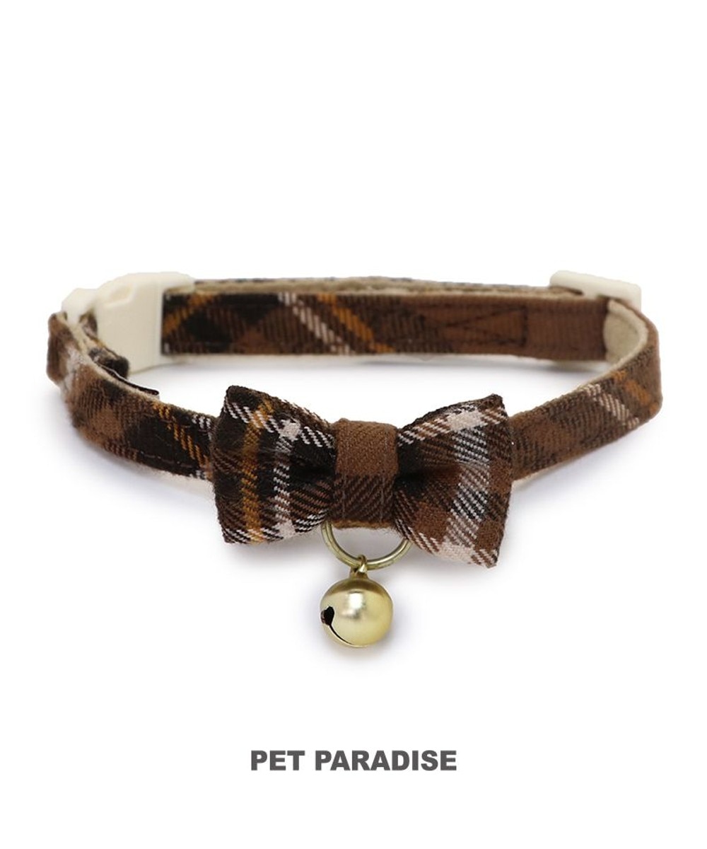 PET PARADISE>ペットグッズ 猫用 首輪 タータンチェック ブラウンチェック ブラウンチェック 小の画像