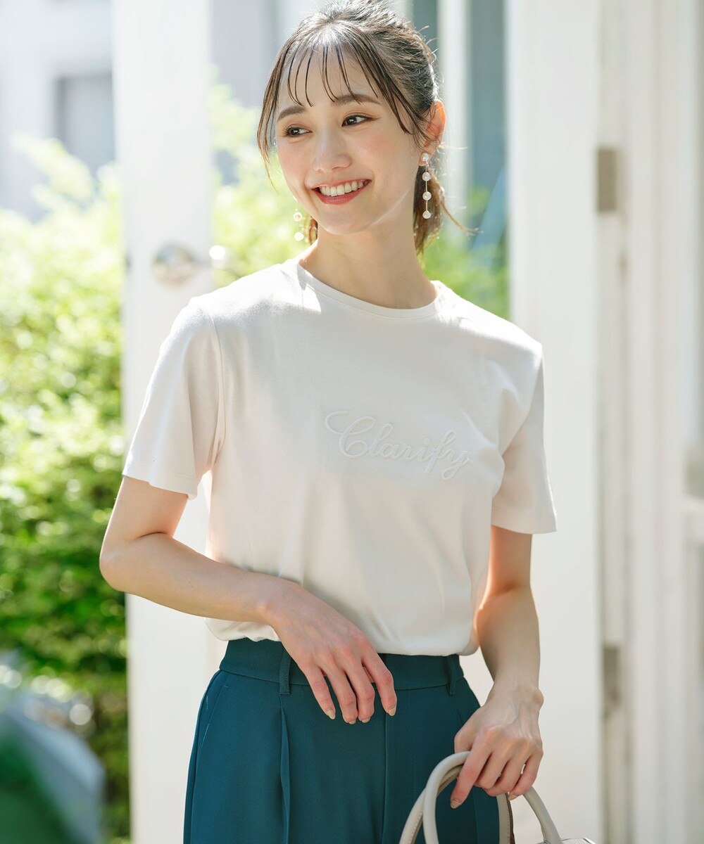 【オンワード】 any SiS S（小さいサイズ）>トップス エンボスロゴ Tシャツ アイボリー 0 レディース