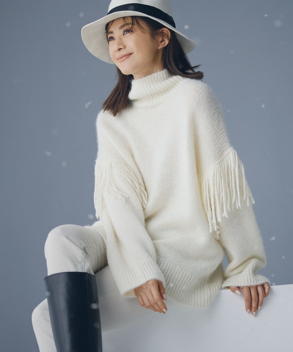 【オンワード】 23区 S>トップス 【WEB限定】ウールアルパカ フリンジ ニット グレー 32 レディース 【送料無料】