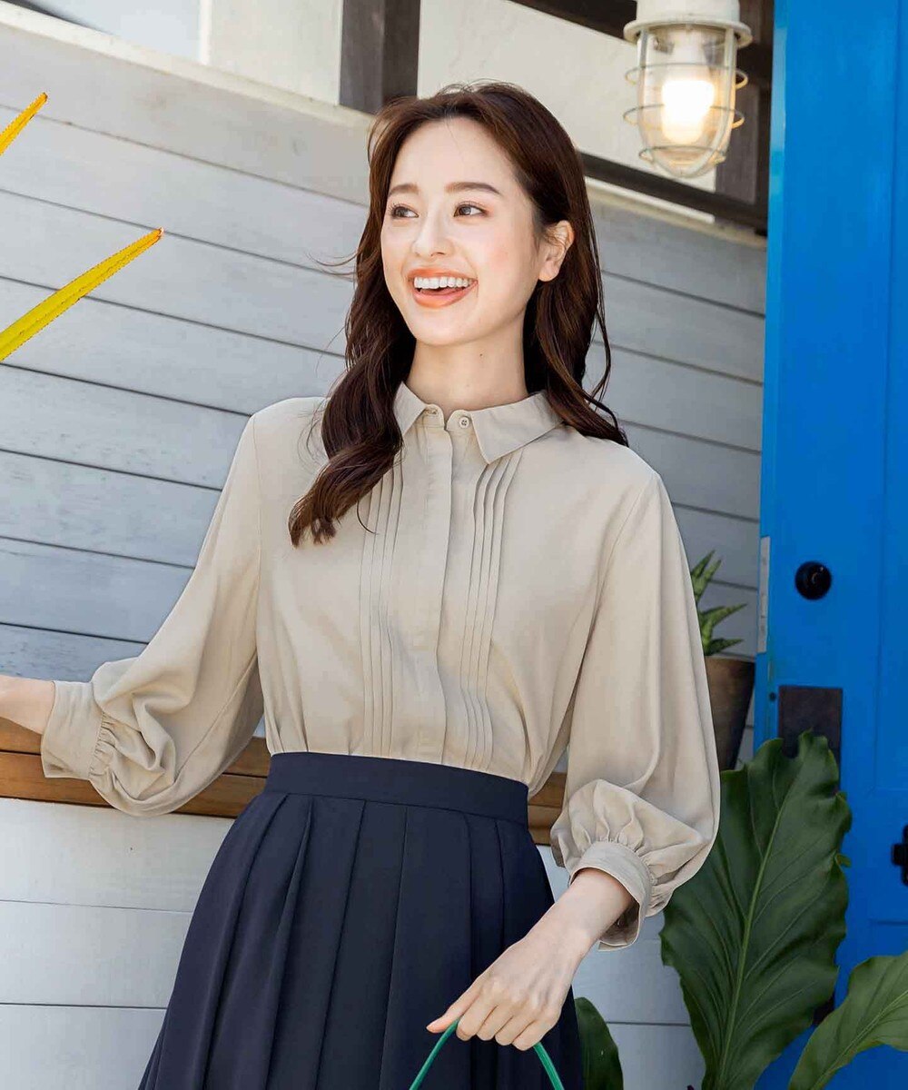 【洗える】大人上品な印象のピンタックシャツブラウス