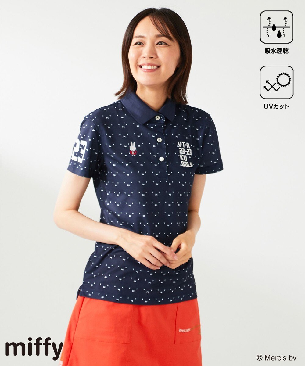 【オンワード】 23区GOLF>トップス 【WOMEN】【吸水速乾/UVカット】ミッフィーフェイスポロシャツ ネイビー 2 レディース