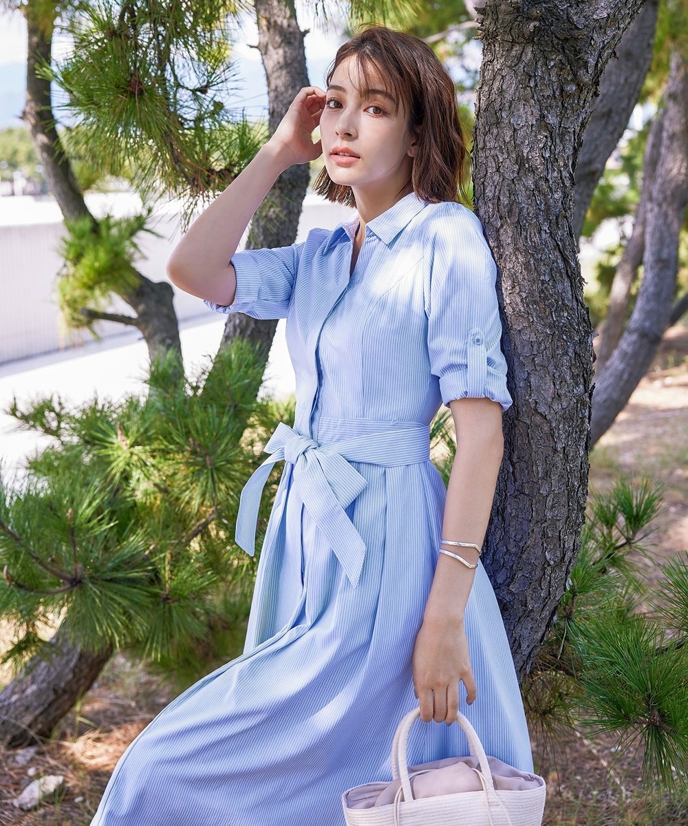 【洗える】シャツワンピース