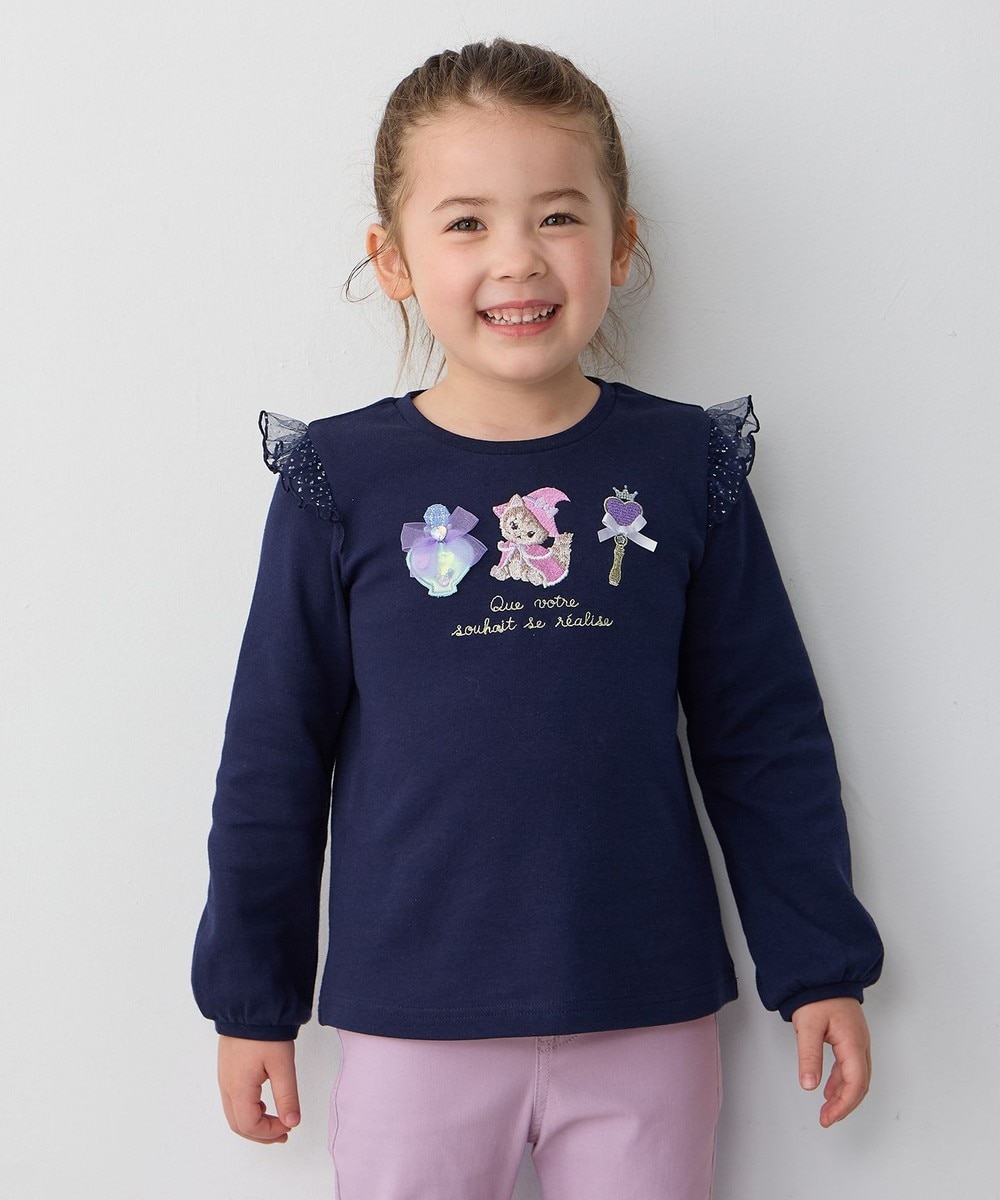 【オンワード】 any FAM KIDS>トップス マジカルキャット長袖Tシャツ ネイビー 140 キッズ