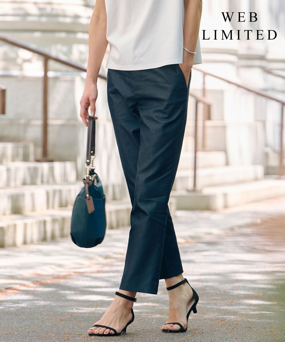 【オンワード】 J.PRESS LADIES L(大きいサイズ)>パンツ 【WEB限定・洗える】シャンブレーサテン テーパード パンツ 【WEB限定】ネイビーシャンブレー T15 レディース 【オンワード】 J.PRESS LADIES L(大きいサイズ)>パンツ 【WEB限定・洗える】シャンブレーサテン テーパード パンツ 【WEB限定】ネイビーシャンブレー T15 レディース