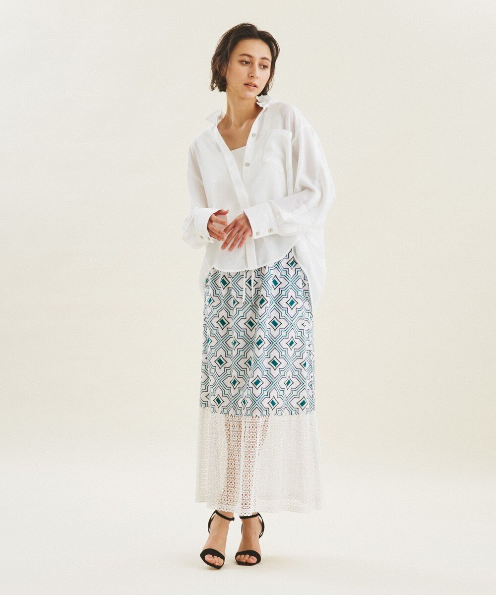 40%OFF！GRACE CONTINENTAL>スカート キカ刺繍ロングスカート ホワイト 36 レディース 【送料無料】